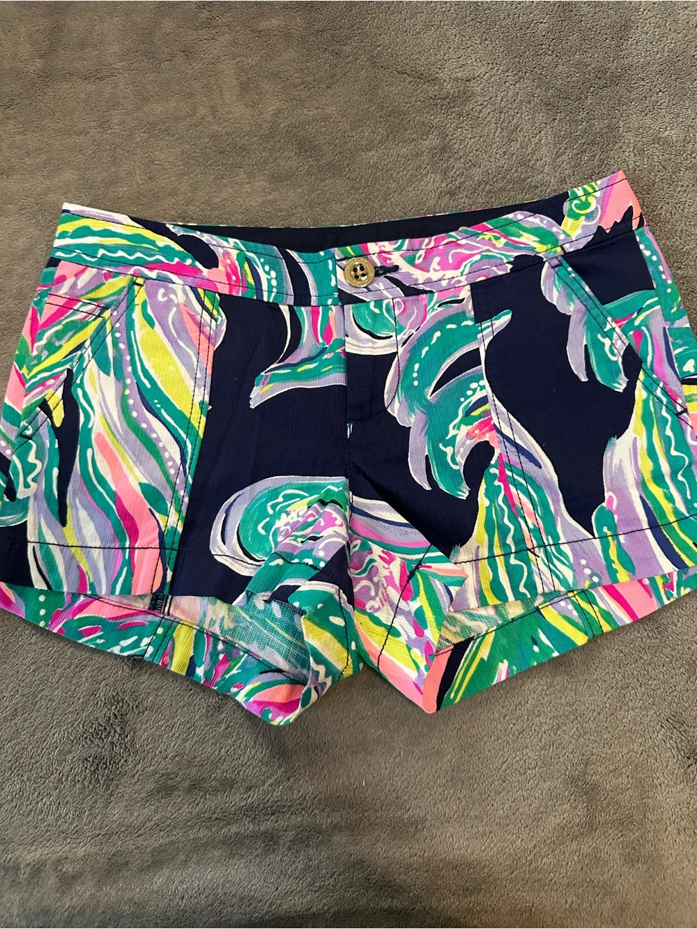 Lilly Pulitzer Navy Tropical Floral Print Shorts